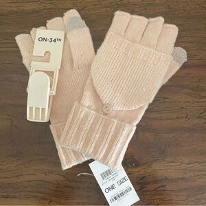 On 34th Cream Off-White Convertible Finger-Less Gloves NWT